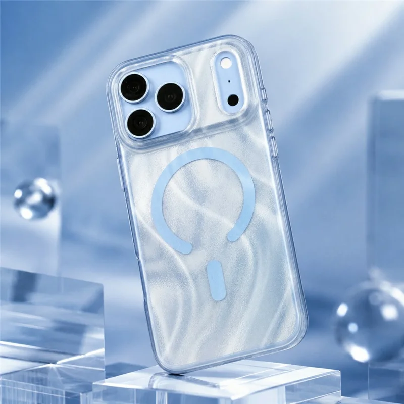 MUTURAL for iPhone 18 Pro Max / 17 Pro Max Magnetic Case Shimmer Texture TPU + PC Anti-Drop Phone Cover - Blue