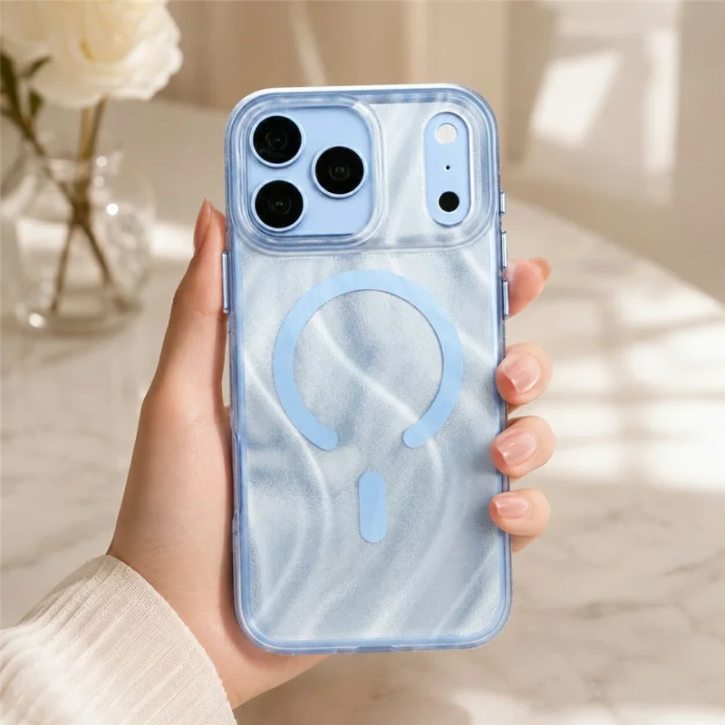 MUTURAL for iPhone 18 Pro Max / 17 Pro Max Magnetic Case Shimmer Texture TPU + PC Anti-Drop Phone Cover - Blue