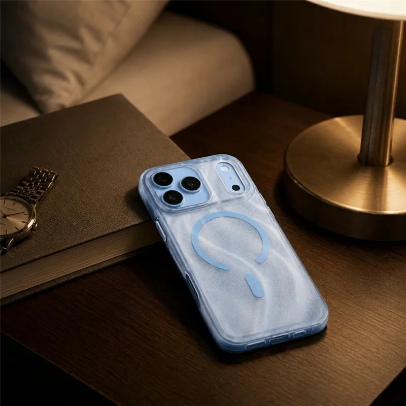 MUTURAL for iPhone 18 Pro / 17 Pro Magnetic Case Shimmer Texture TPU + PC Anti-Drop Phone Cover - Blue