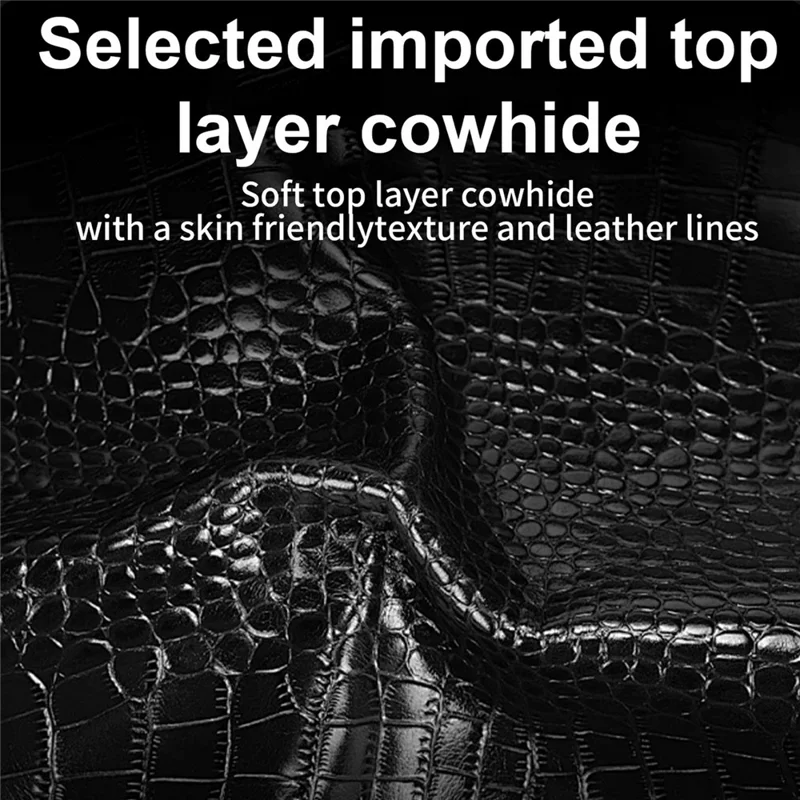 RMBMAX M2 for iPhone 16 Case Crocodile Pattern Genuine Cow Leather Shock-Absorbent Phone Back Cover - Brown