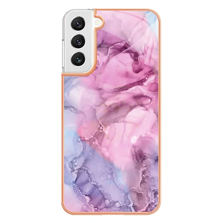 Для Samsung Galaxy S22 5G YB IMD Series-16 Style E Electroplating Frame TPU Cover 2.0mm IMD Marble Pattern Anti-scratch Cell Phone Case - Rose