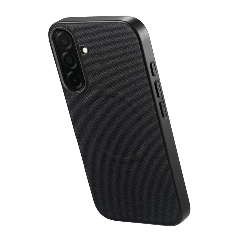 For Samsung Galaxy A55 5G Magnetic Case Fine Grid Texture Leather + PC + TPU Phone Cover - Black