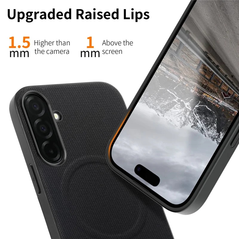 For Samsung Galaxy A55 5G Magnetic Case Fine Grid Texture Leather + PC + TPU Phone Cover - Black