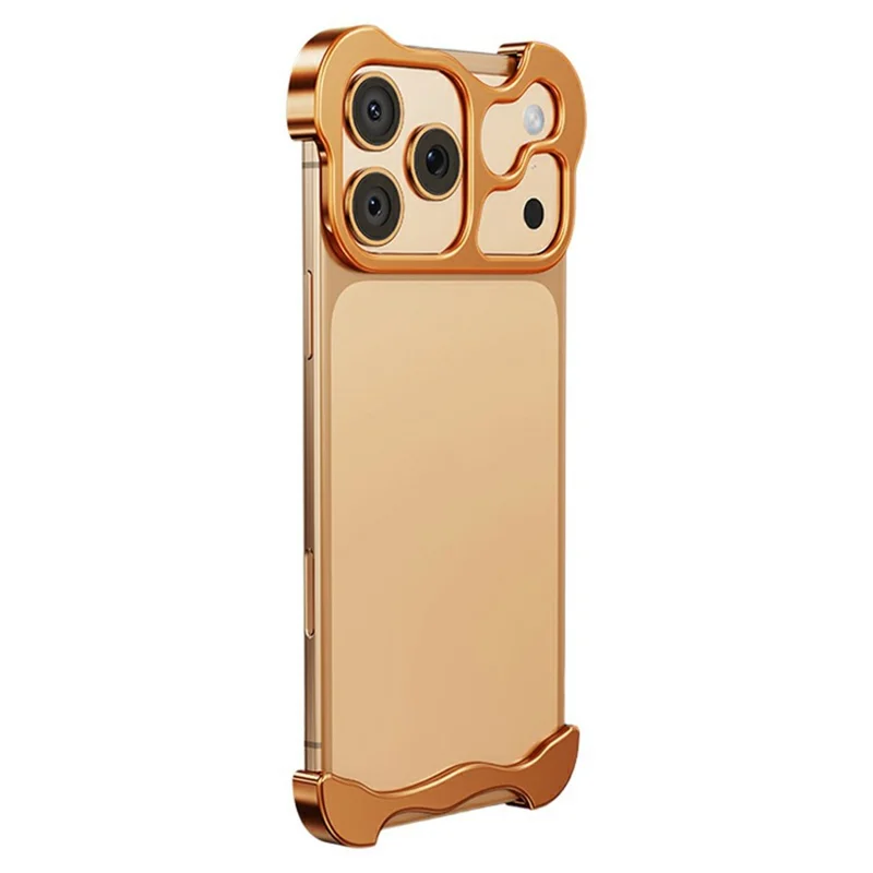 For iPhone 18 Pro Max Bumper Case Metal Frameless Shockproof Cover with Camera Lens Protector - Orange