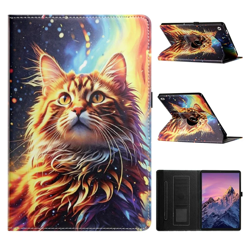 Custodia per Tablet per iPad mini (2019) 7,9 pollici / mini 4 / mini 3 / Mini 2 / Mini, Supporto Girevole con Motivo in PU + Cover in TPU - Gatto Dipinto
