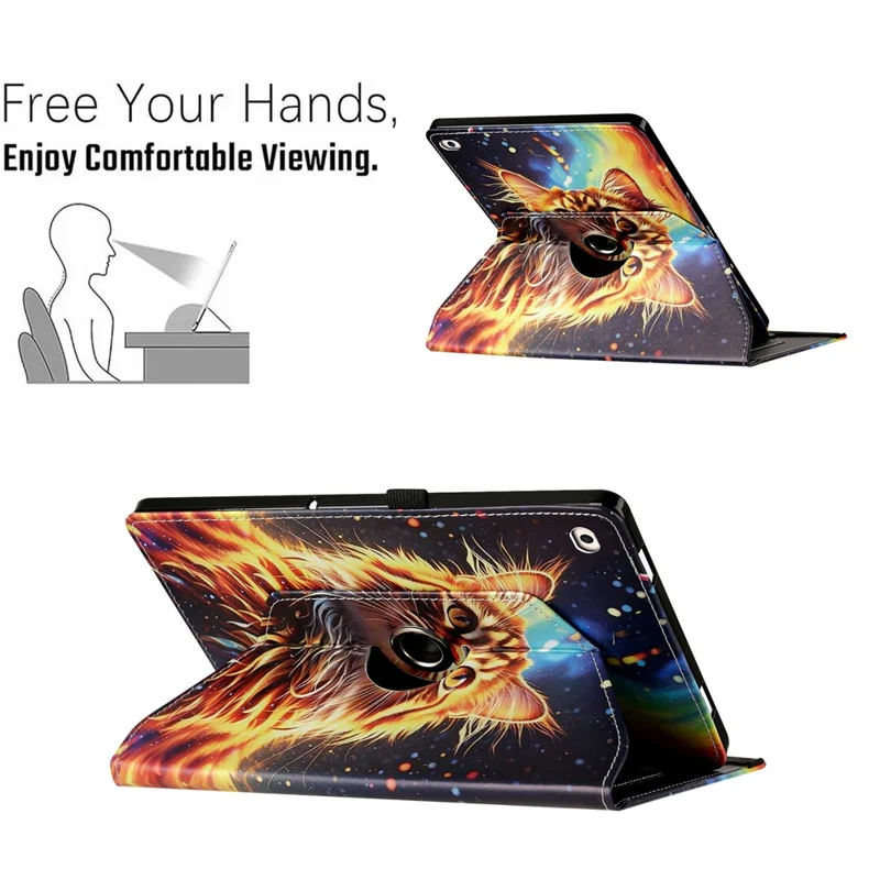 Custodia per Tablet per iPad mini (2019) 7,9 pollici / mini 4 / mini 3 / Mini 2 / Mini, Supporto Girevole con Motivo in PU + Cover in TPU - Gatto Dipinto
