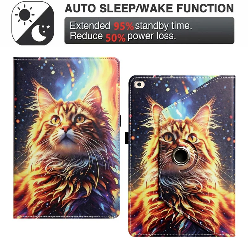 Custodia per Tablet per iPad mini (2019) 7,9 pollici / mini 4 / mini 3 / Mini 2 / Mini, Supporto Girevole con Motivo in PU + Cover in TPU - Gatto Dipinto