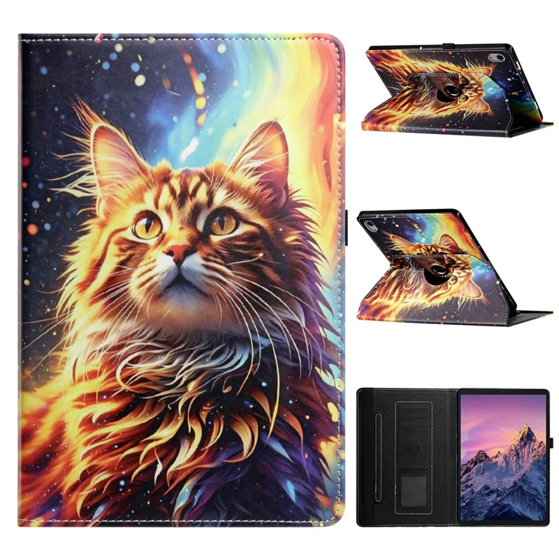 For iPad mini (2024) / (2021) Case Rotation Stand Pattern PU Leather + TPU Tablet Cover - Painted Cat