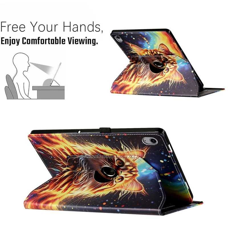 For iPad mini (2024) / (2021) Case Rotation Stand Pattern PU Leather + TPU Tablet Cover - Painted Cat