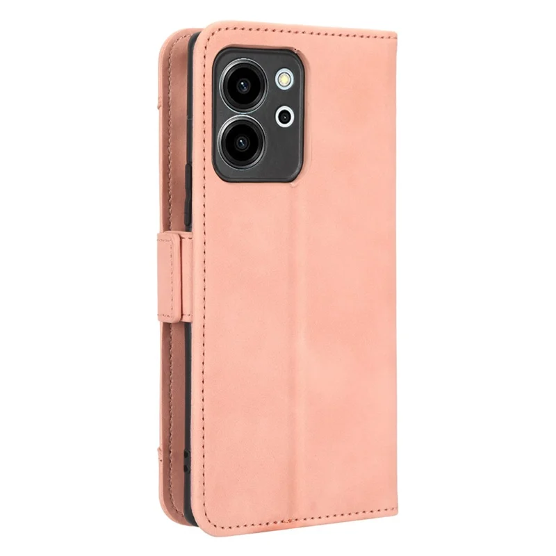 For Honor 80 SE 5G Shockproof PU Leather Phone Stand Case Multiple Card Slots Folio Flip Wallet Cover - Pink