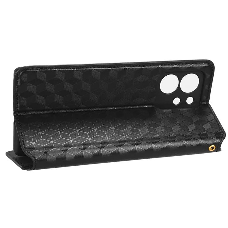 Per Onore 80 SE 5G Shock Afrout PU Flip Flip Wallet Case Rhombo Pattern Rhombus Coperchio di Chiusura Magnetica - Nero