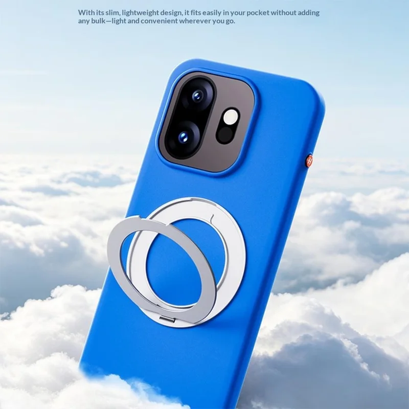For OnePlus 15T 5G Case Magnetic Rotatable Kickstand Soft TPU Skin-touch Phone Cover - Dark Blue