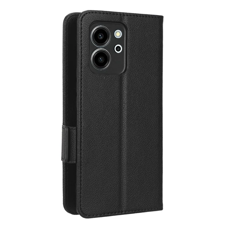 Para Honor 80 SE 5G Teléfono Magnético Cover Litchi Texture Función de Soporte PU pu Cuero Flip Flip Case Con Correa - Negro