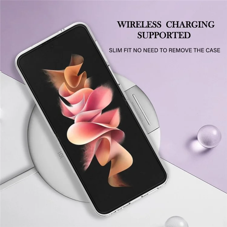 TPU Phone Case for Samsung Galaxy Z Flip4 5G Electroplating Anti-Drop Case YB IMD Series-16 Style E 2.0mm Marble Pattern IMD Back Cover - Rose Gold