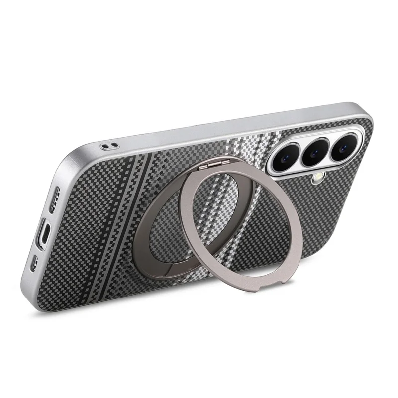 For Samsung Galaxy A57 5G Case Magnetic Kickstand PU Leather + PC + TPU Gradient Phone Cover - Black
