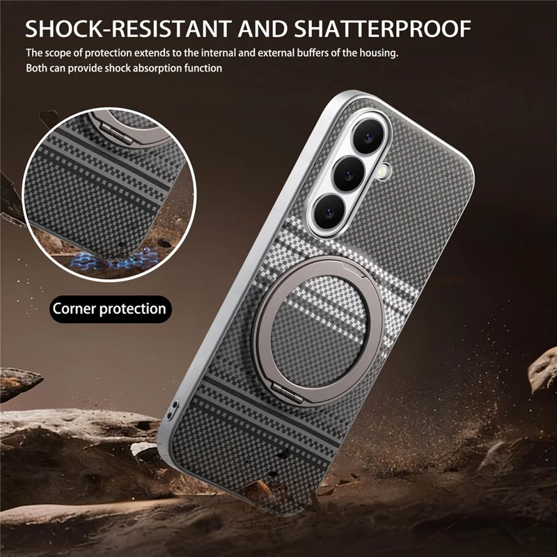 For Samsung Galaxy A57 5G Case Magnetic Kickstand PU Leather + PC + TPU Gradient Phone Cover - Black