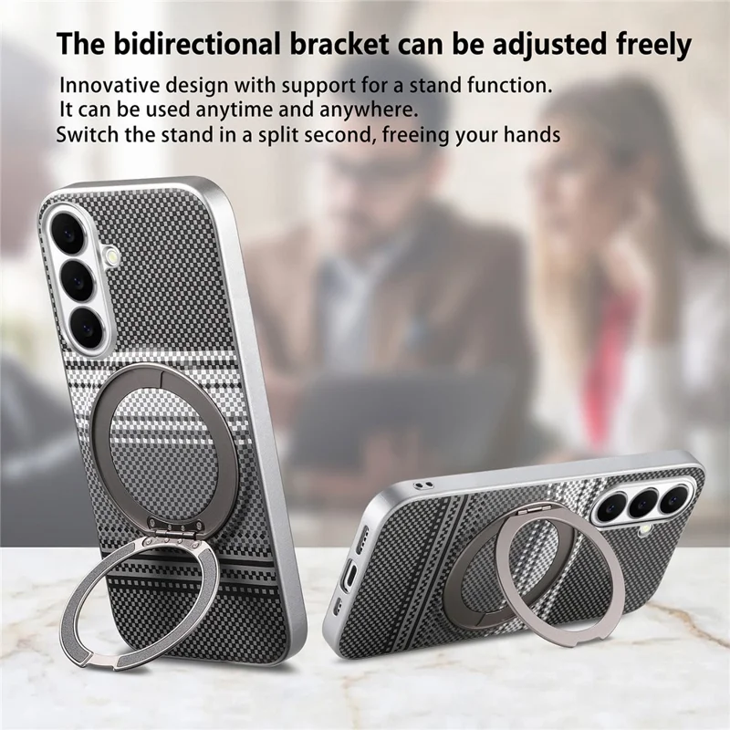 For Samsung Galaxy A57 5G Case Magnetic Kickstand PU Leather + PC + TPU Gradient Phone Cover - Black