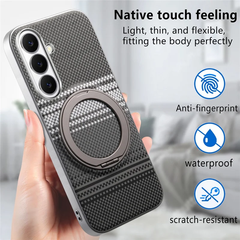 For Samsung Galaxy A57 5G Case Magnetic Kickstand PU Leather + PC + TPU Gradient Phone Cover - Black