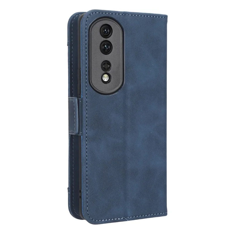 For Honor 80 Pro 5G Multiple Card Slots Dual Magnetic Clasp PU Leather Case Stand Wallet Phone Cover - Blue