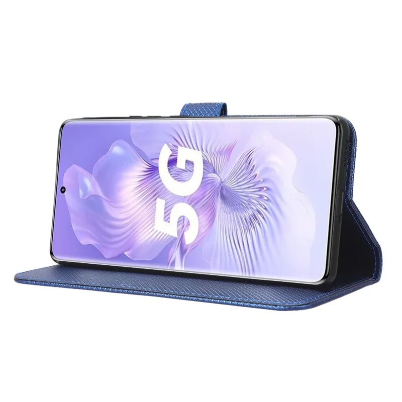 Til Honor 80 5G Diamantstruktur PU-læder telefonbeskytning med foldbar stående funktion, magnetisk luk, tegnebogsdæksel - Blå