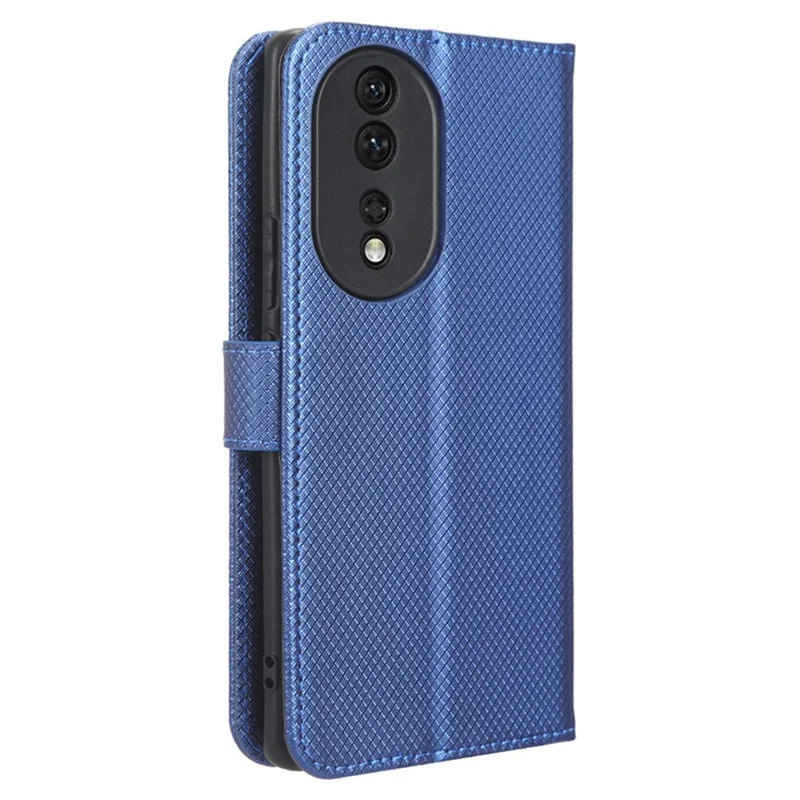 Til Honor 80 5G Diamantstruktur PU-læder telefonbeskytning med foldbar stående funktion, magnetisk luk, tegnebogsdæksel - Blå