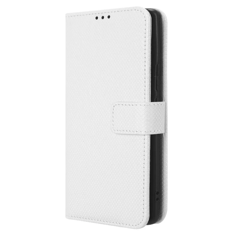For Honor 80 5G Diamond Texture PU Leather Phone Case Foldable Stand Magnetic Clasp Wallet Cover - White