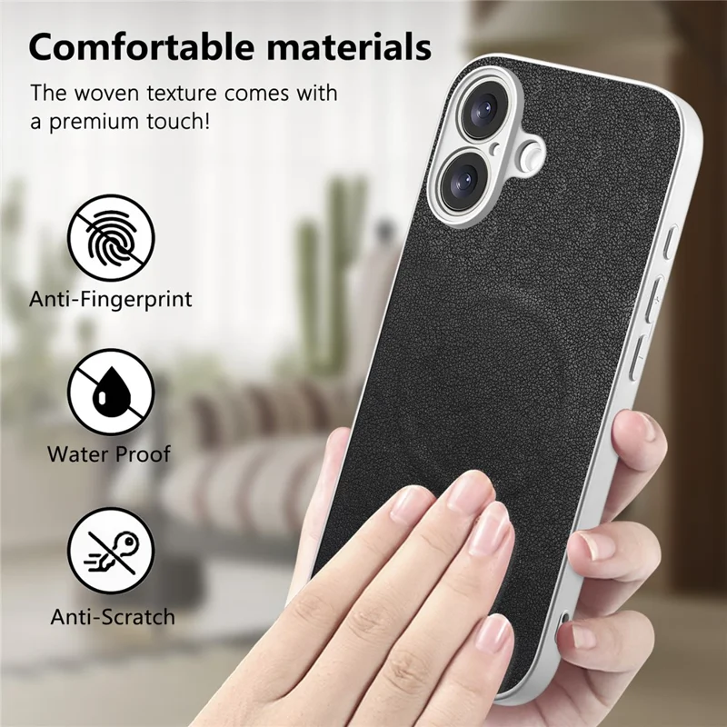 For iPhone 17 Magnetic Case Butterfly Bow Pattern PU Leather + TPU + PC Shockproof Phone Cover - Black