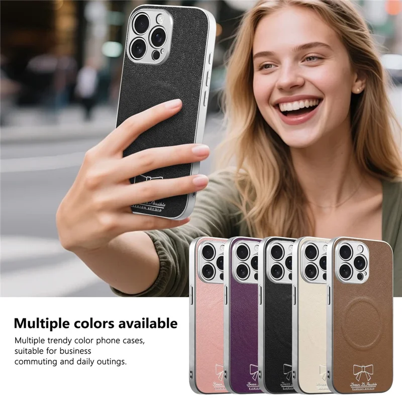 For iPhone 13 Pro Max Magnetic Case Butterfly Bow Pattern PU Leather + TPU + PC Shockproof Phone Cover - Black