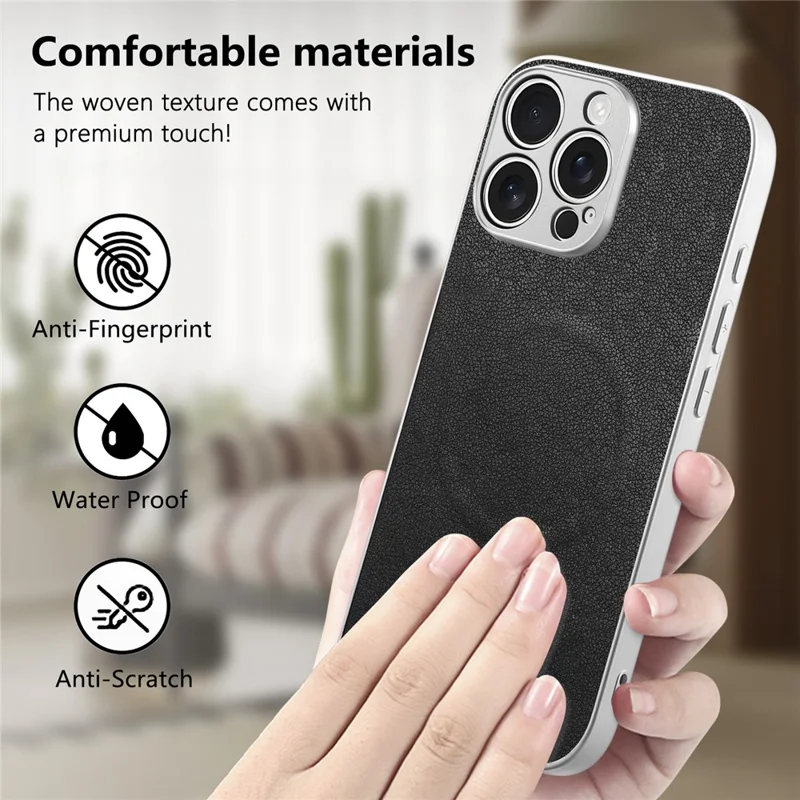 For iPhone 13 Pro Max Magnetic Case Butterfly Bow Pattern PU Leather + TPU + PC Shockproof Phone Cover - Black
