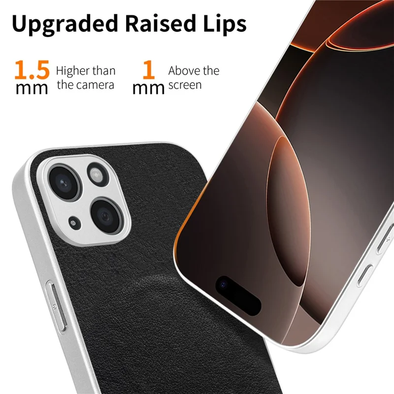 For iPhone 13 Magnetic Case Butterfly Bow Pattern PU Leather + TPU + PC Shockproof Phone Cover - Black