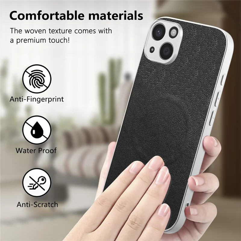 For iPhone 13 Magnetic Case Butterfly Bow Pattern PU Leather + TPU + PC Shockproof Phone Cover - Black