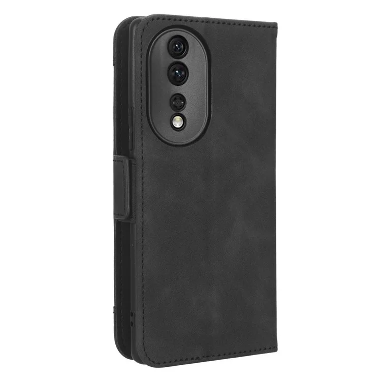 Para Honor 80 5G PU Cuero Múltiples Ranuras Cubiertas de la Billetera de Soporte Plegable Folio Foli - Negro