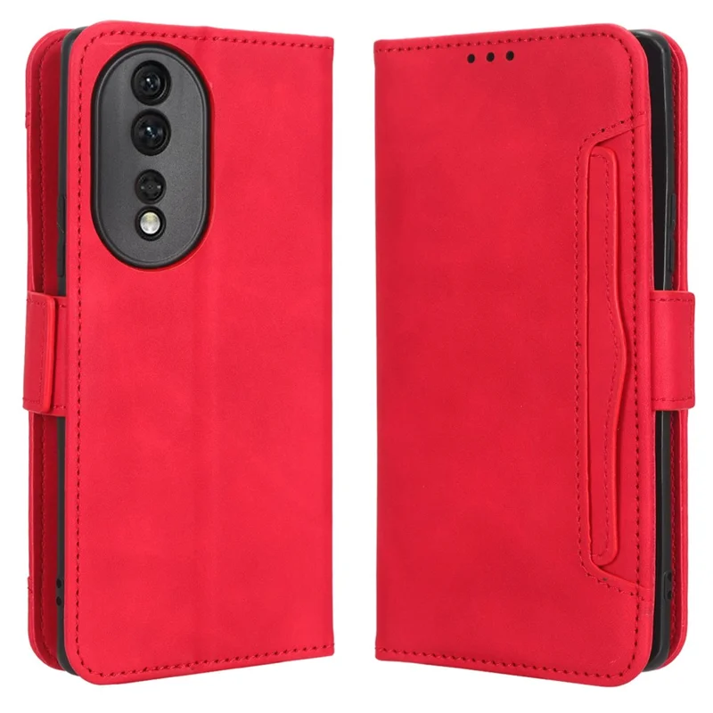 Voor Honor 80 5G PU Leren Hoesje met Meerdere Kaartvakken, Opglopende Stand, Portemonnee, Flip Hoes - Rood
