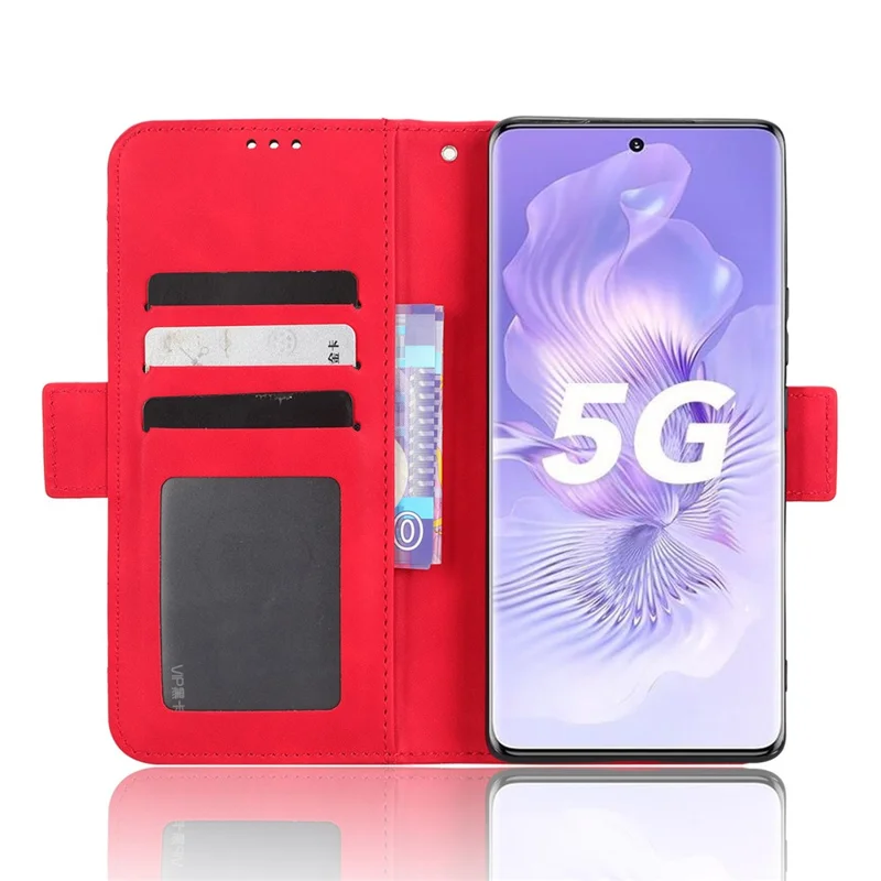 Voor Honor 80 5G PU Leren Hoesje met Meerdere Kaartvakken, Opglopende Stand, Portemonnee, Flip Hoes - Rood