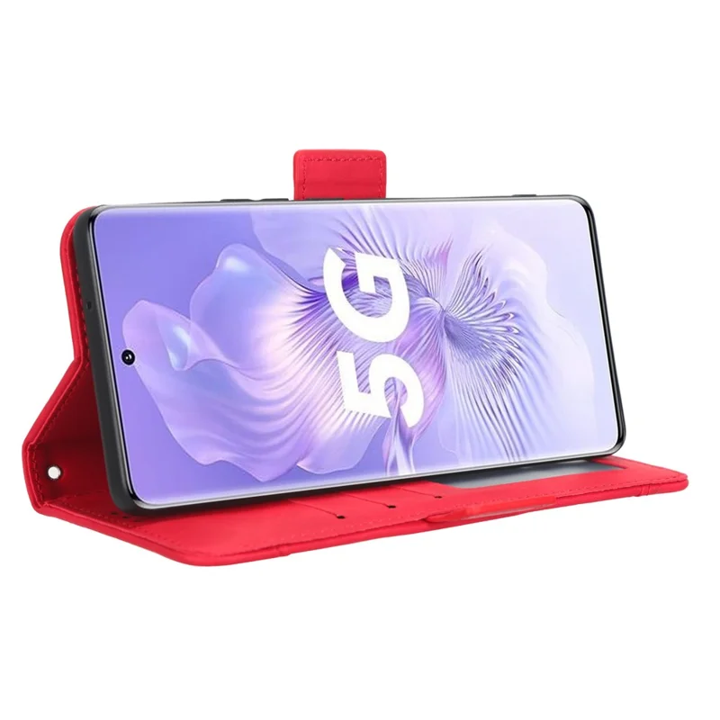 Voor Honor 80 5G PU Leren Hoesje met Meerdere Kaartvakken, Opglopende Stand, Portemonnee, Flip Hoes - Rood