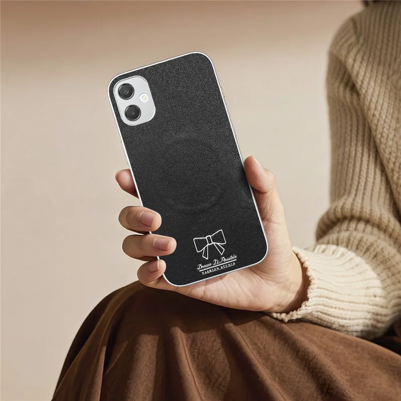 For Samsung Galaxy A06 4G Magnetic Case Butterfly Bow Pattern PU Leather + TPU + PC Shockproof Phone Cover - Black