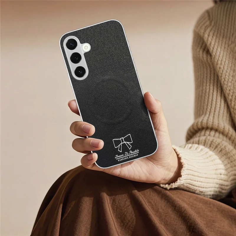 For Samsung Galaxy A16 5G / A16 4G Magnetic Case Bow Pattern PU Leather + TPU + PC Shockproof Phone Cover - Black
