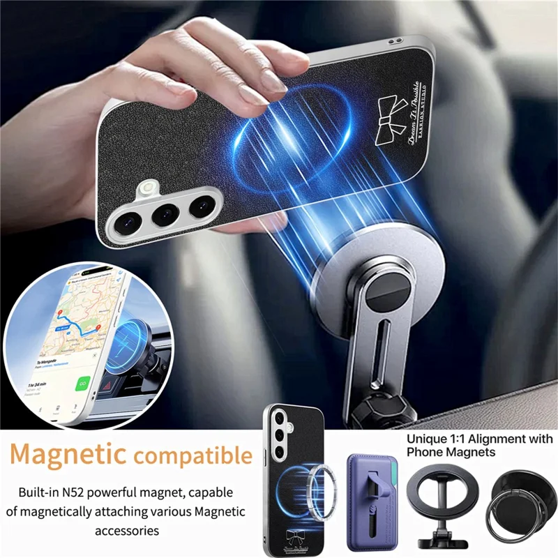 For Samsung Galaxy A16 5G / A16 4G Magnetic Case Bow Pattern PU Leather + TPU + PC Shockproof Phone Cover - Black
