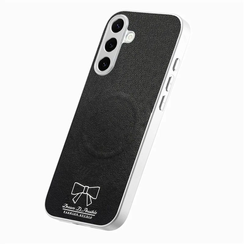 For Samsung Galaxy A35 5G Magnetic Case Bow Pattern PU Leather + TPU + PC Shockproof Phone Cover - Black