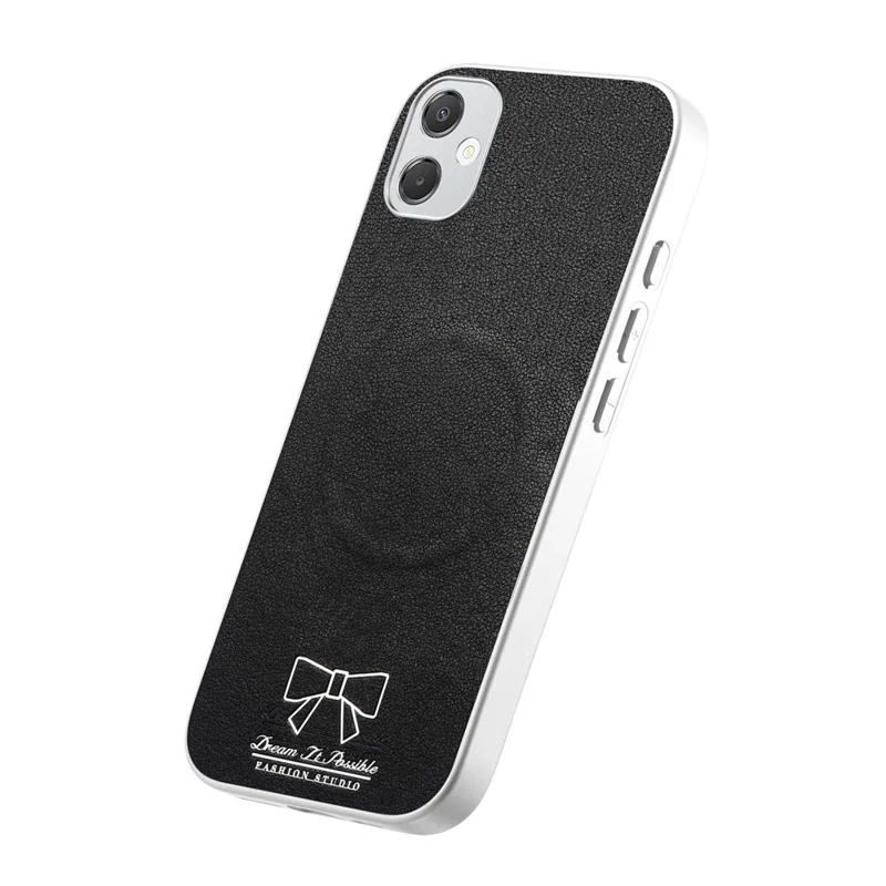 For Samsung Galaxy A08 4G / A07 5G Magnetic Case Bow Pattern PU Leather + TPU + PC Shockproof Phone Cover - Black