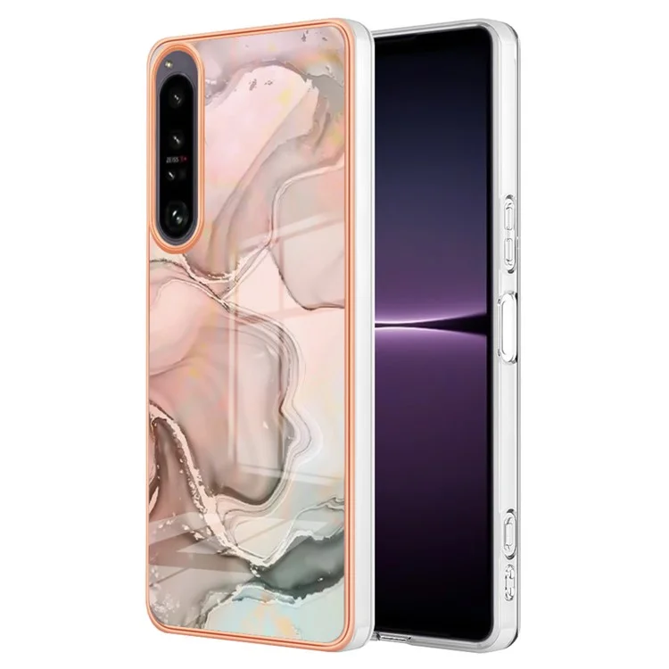 Электрохромный чехол для телефона Sony Xperia 1 IV 5G, противоударный чехол из TPU серии YB IMD, стиль 16, мраморный узор 2.0 мм IMD, задняя крышка - розовый