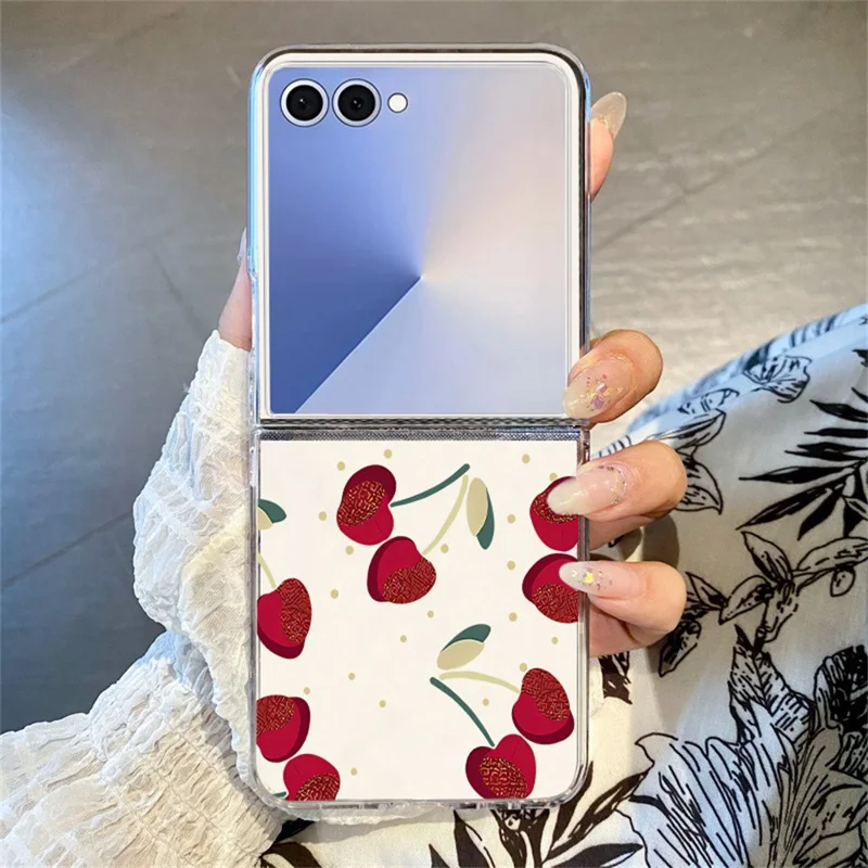 For Samsung Galaxy Z Flip8 Case Cherry Pattern Printing PC Shockproof Slim Foldable Phone Cover - A727