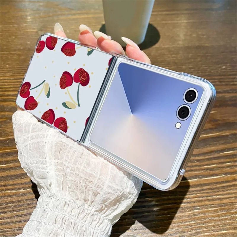 For Samsung Galaxy Z Flip8 Case Cherry Pattern Printing PC Shockproof Slim Foldable Phone Cover - A727