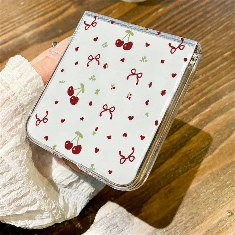 For Samsung Galaxy Z Flip8 Case Cherry Pattern Printing PC Shockproof Slim Foldable Phone Cover - A727