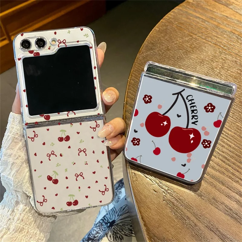 For Samsung Galaxy Z Flip8 Case Cherry Pattern Printing PC Shockproof Slim Foldable Phone Cover - A727