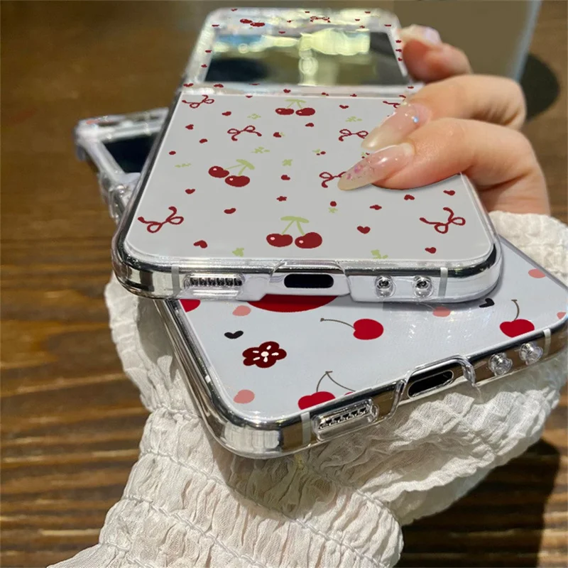 For Samsung Galaxy Z Flip8 Case Cherry Pattern Printing PC Shockproof Slim Foldable Phone Cover - A727