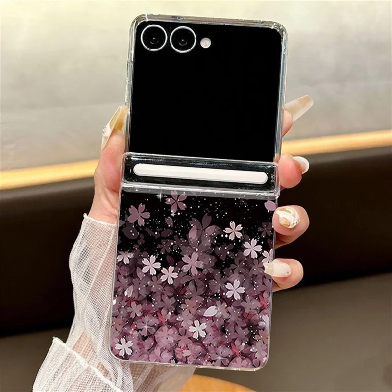 For Samsung Galaxy Z Flip8 Case Gradient Cherry Blossoms Magnetic Hinge PC Foldable Phone Cover - A507