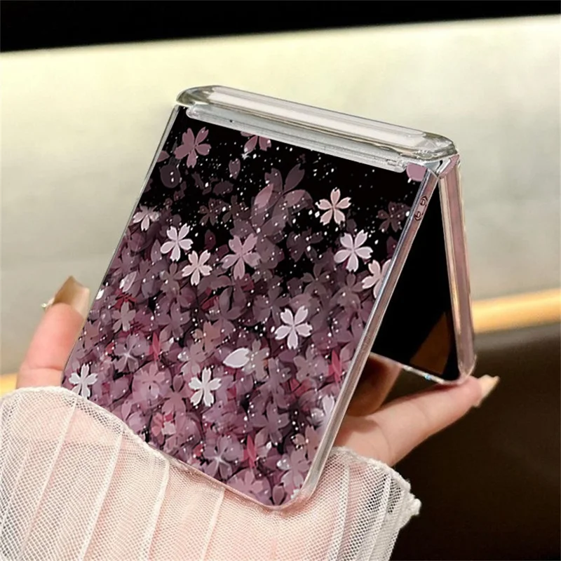 For Samsung Galaxy Z Flip8 Case Gradient Cherry Blossoms Magnetic Hinge PC Foldable Phone Cover - A507