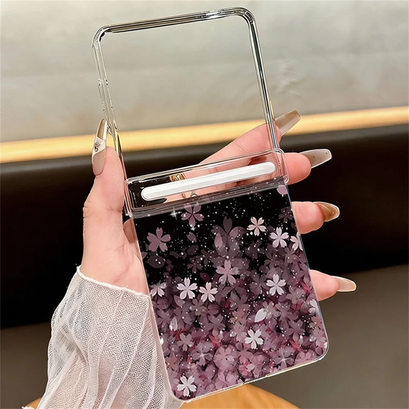 For Samsung Galaxy Z Flip8 Case Gradient Cherry Blossoms Magnetic Hinge PC Foldable Phone Cover - A507
