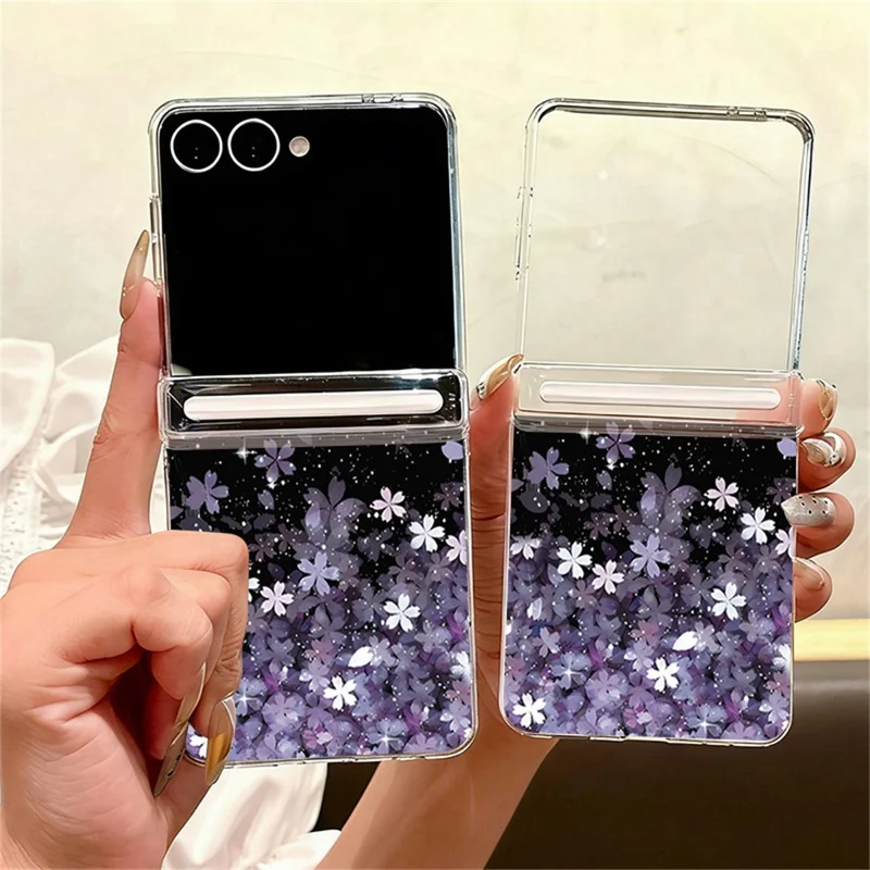 For Samsung Galaxy Z Flip8 Case Gradient Cherry Blossoms Magnetic Hinge PC Foldable Phone Cover - A507